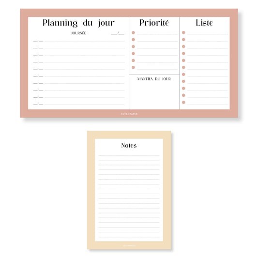 Bloc-notes planning de la journée - pastel