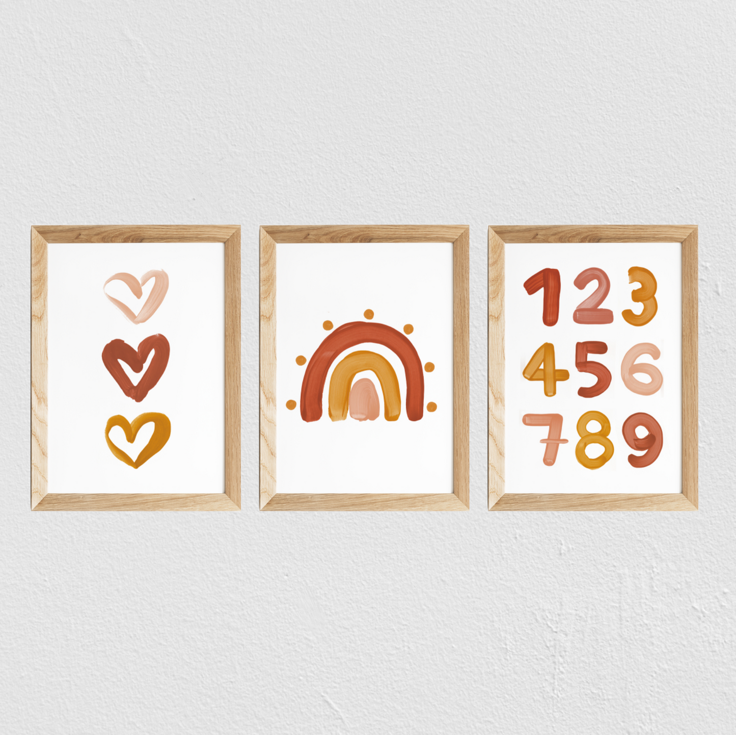Poster chambre bébé / enfant ‘arc-en-ciel points’ brique, moutarde et rose - SEVEN PAPER