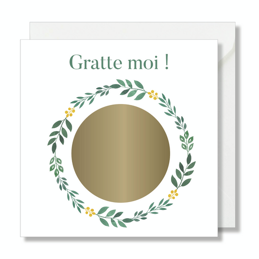 Carte à gratter "gratte moi" marraine aquarelle