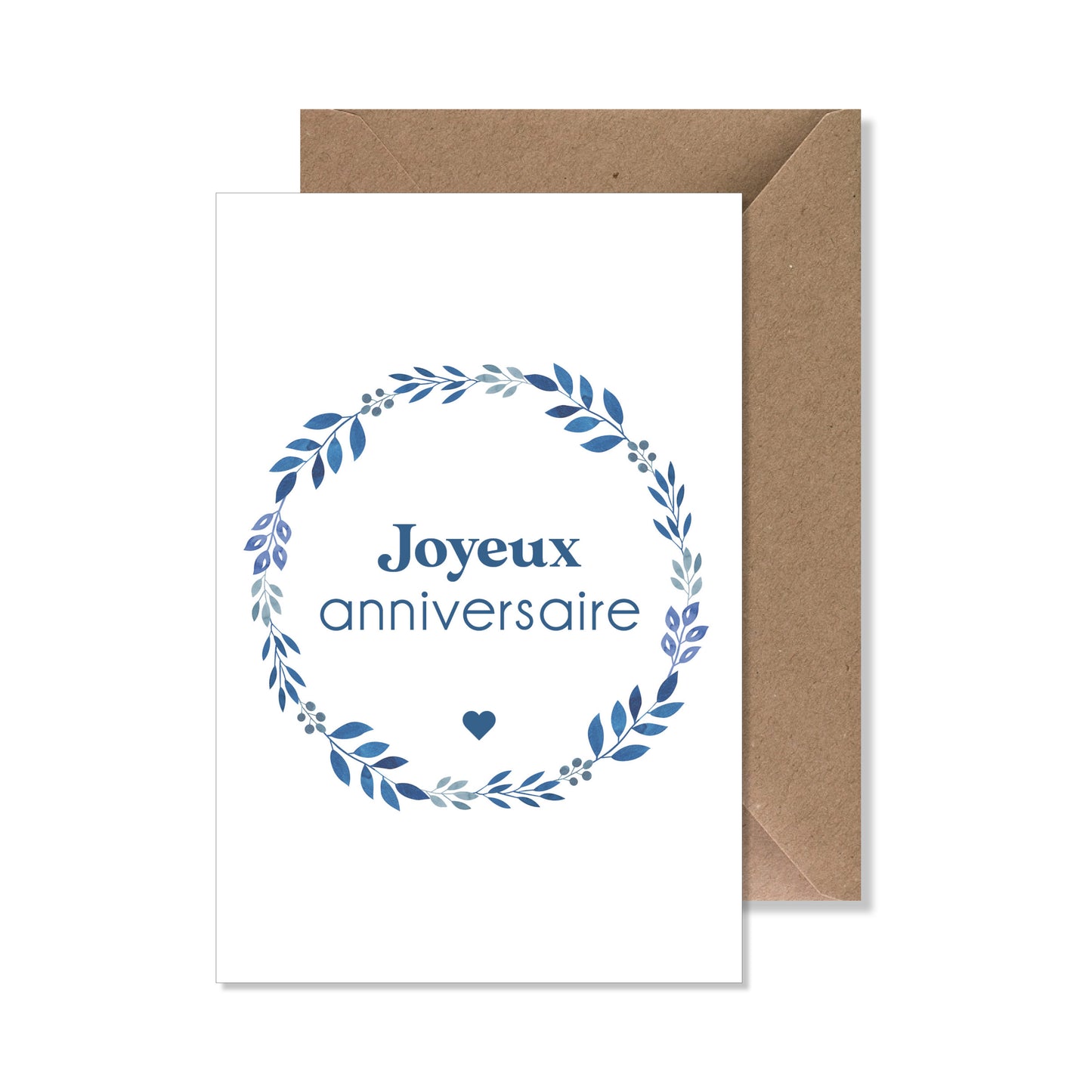 Carte de vœux A6 "joyeux anniversaire" couronne bleu