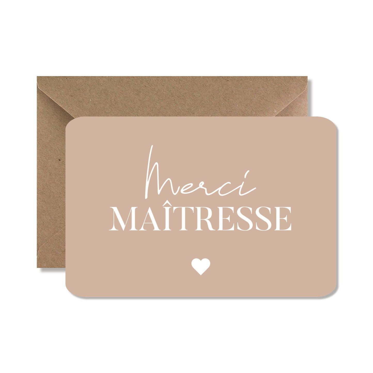 Carte de vœux A6 "merci maîtresse" rose