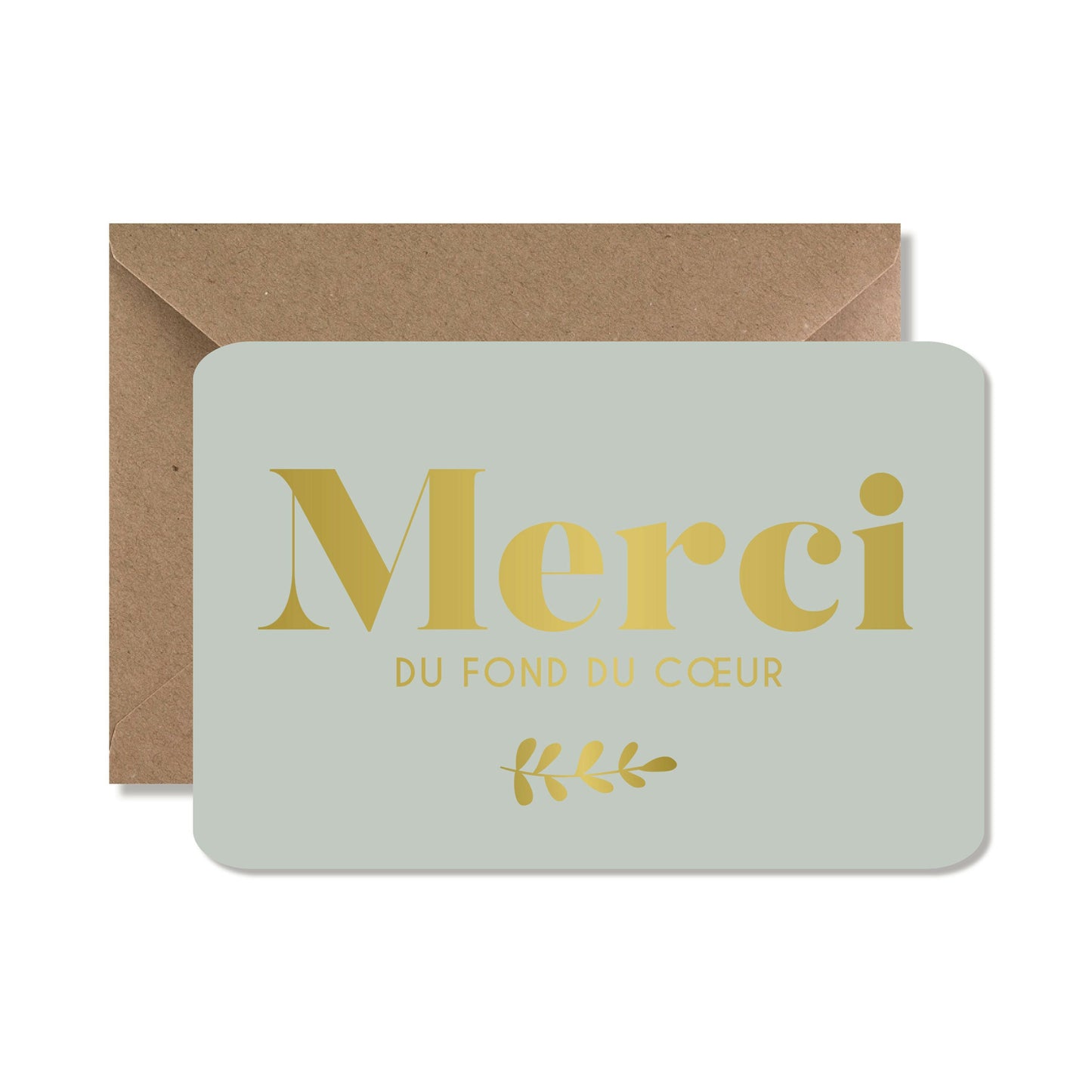 Carte de vœux A6 "merci du fond du cœur" gold or