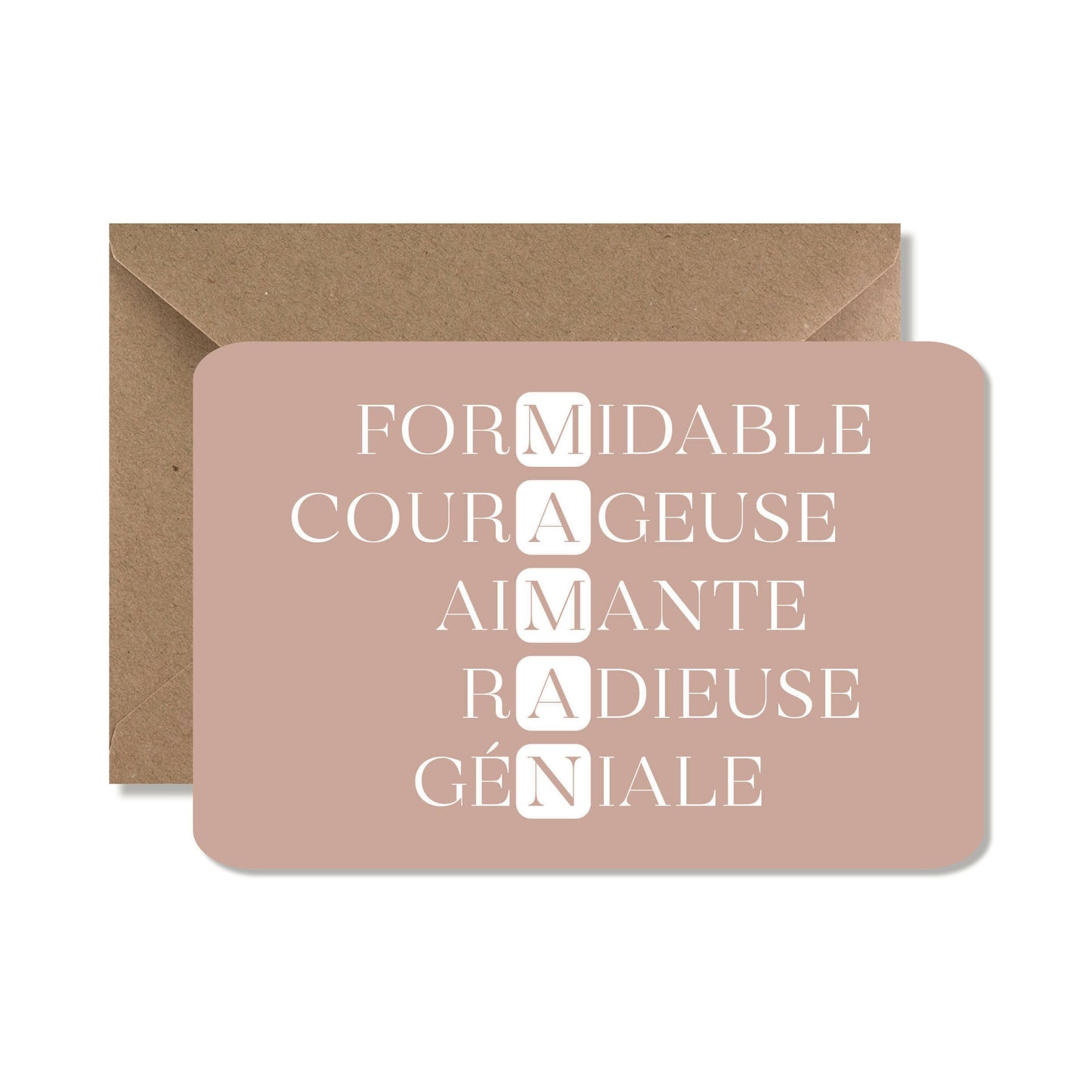 Carte de vœux A6 "maman" rose