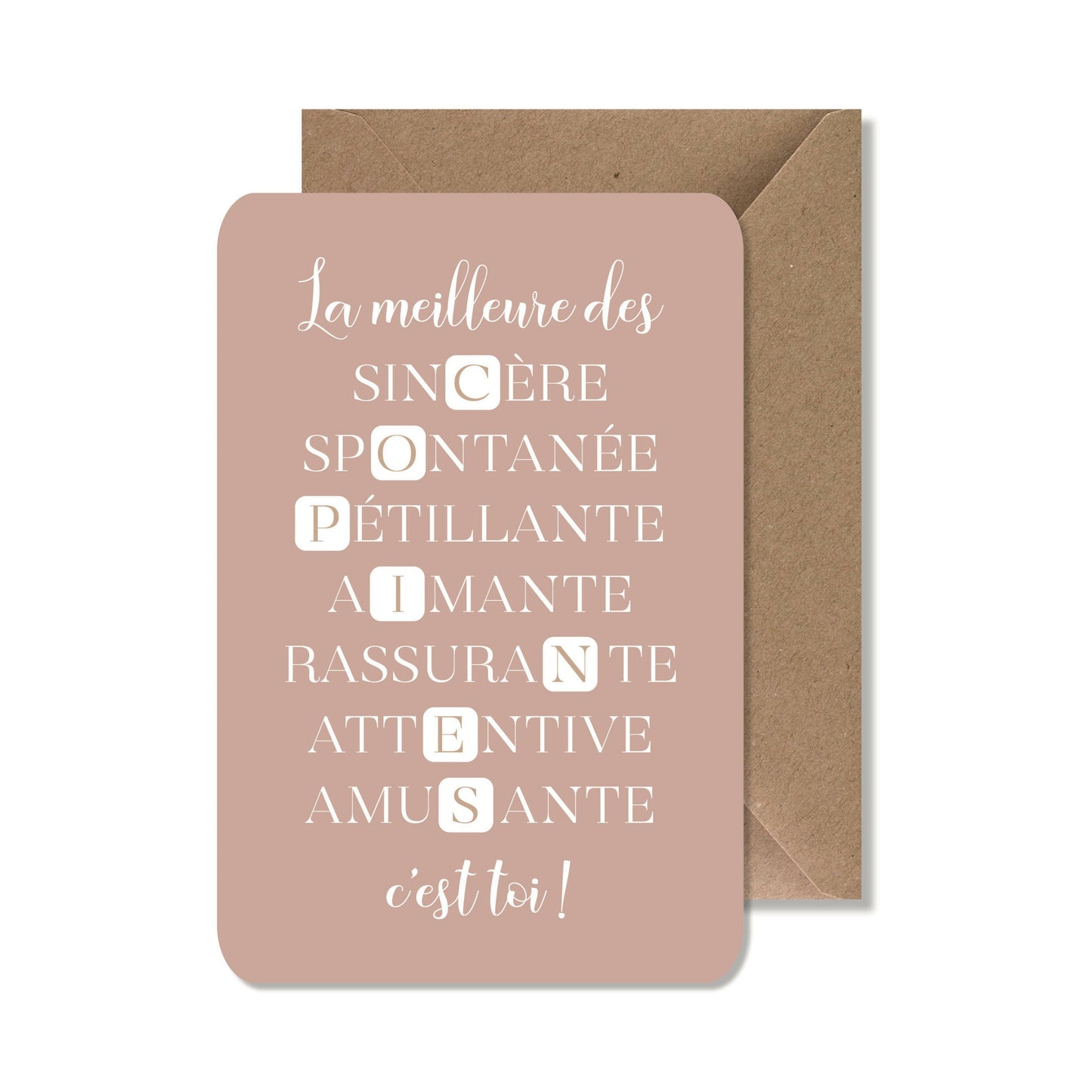 Carte de vœux A6 "la meilleure des copines c'est toi" rose