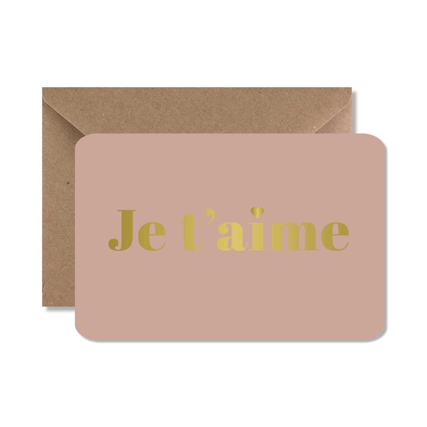 Carte de vœux A6 "je t'aime" gold