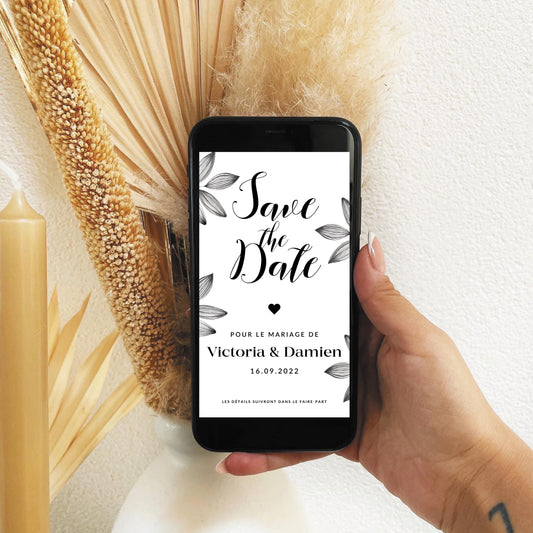 Save the date numérique floral