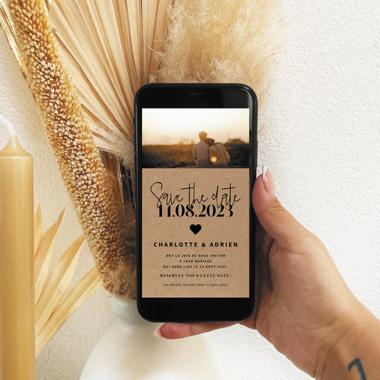 Save the date numérique photo kraft