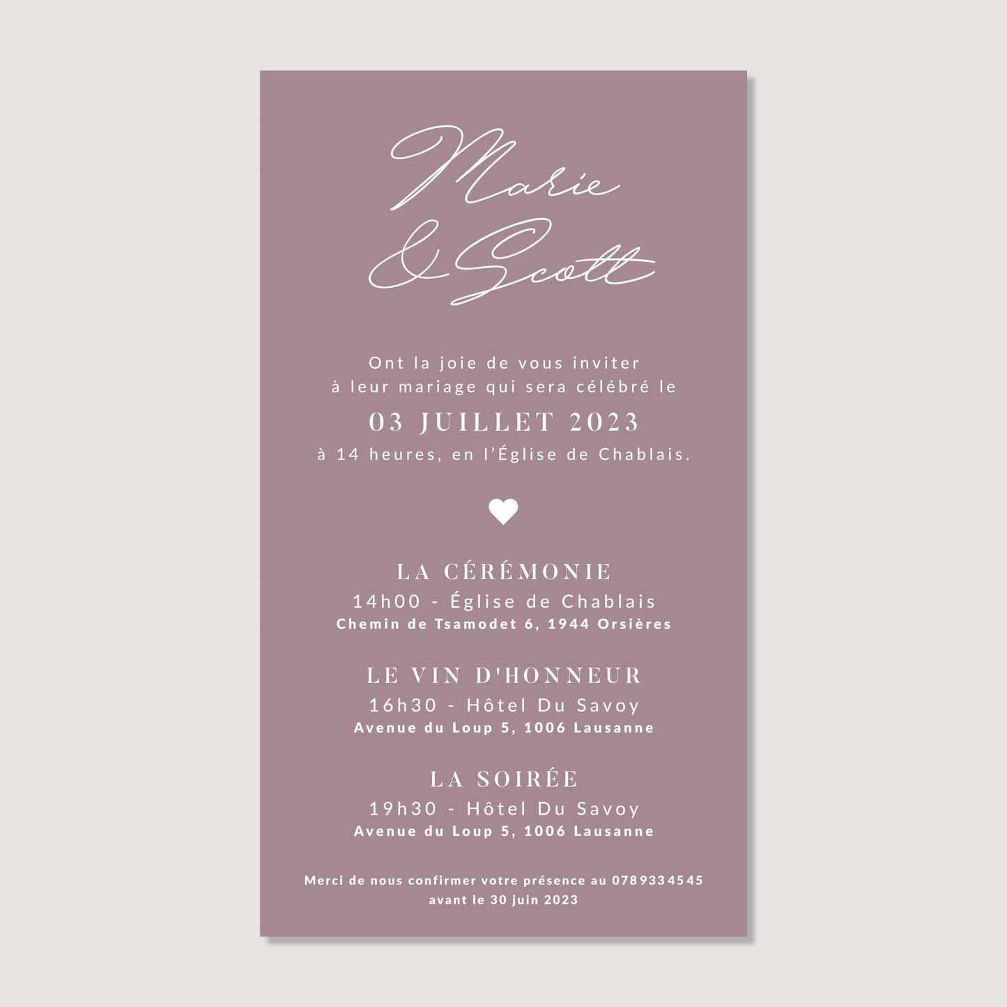 Invitation de mariage numérique élégant