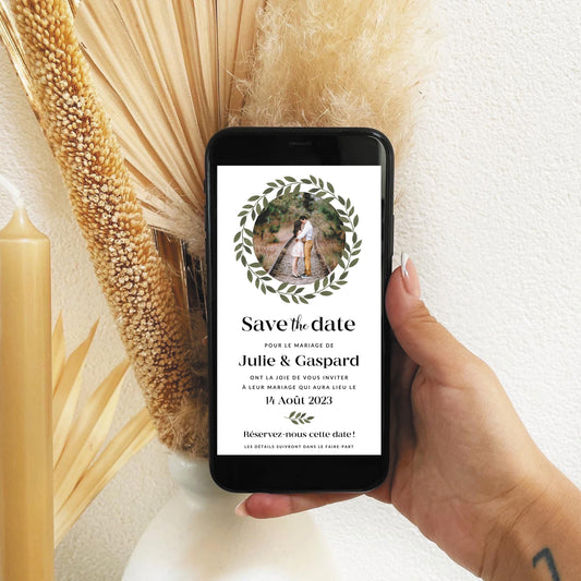 Save the date numérique photo couronne