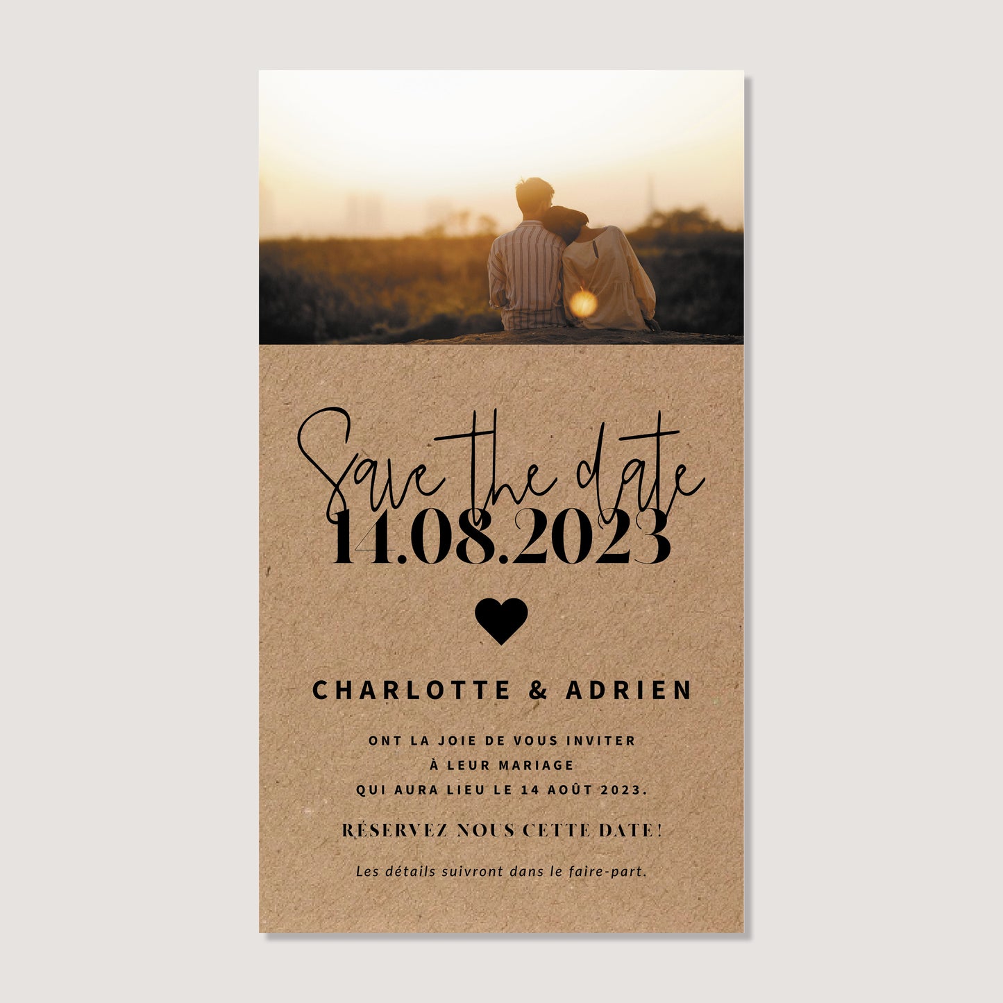 Save the date numérique photo kraft