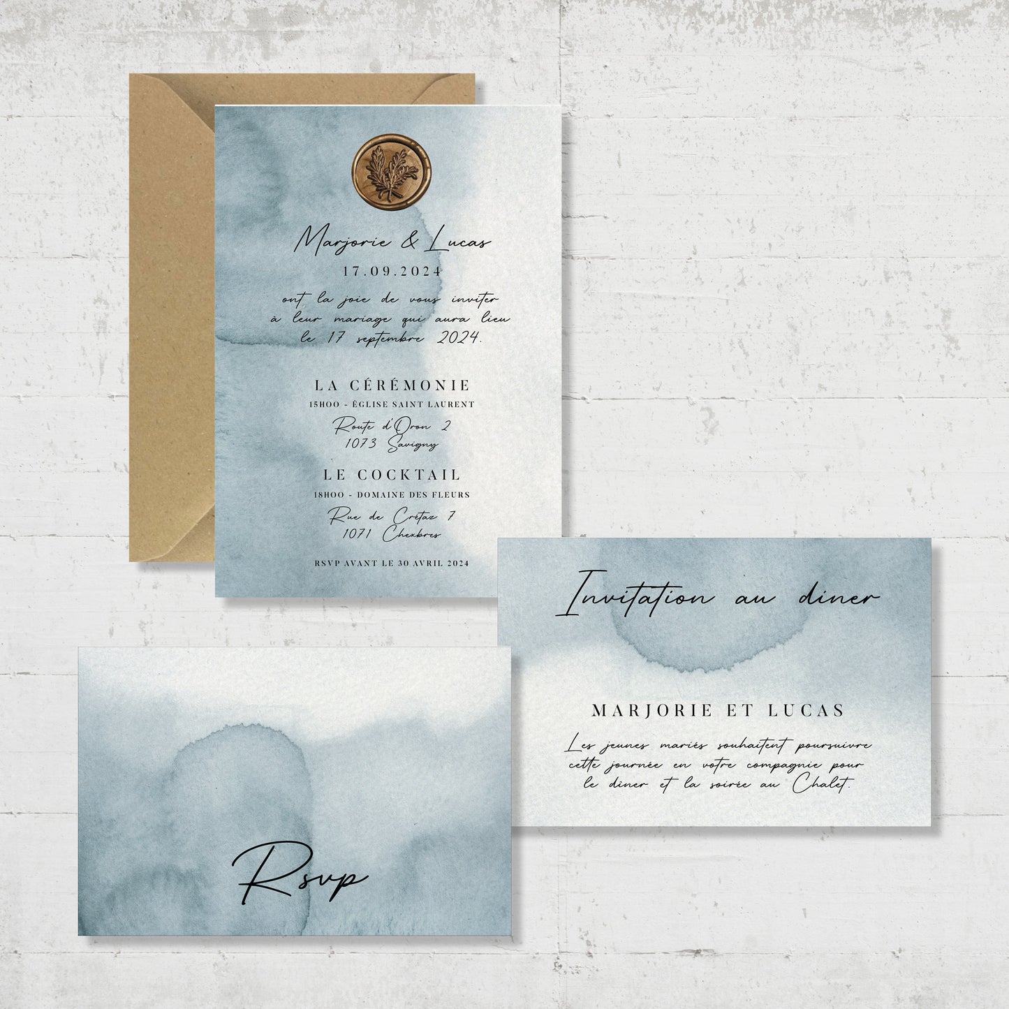 PACK faire-part + carton soirée + carton RSVP - Sea