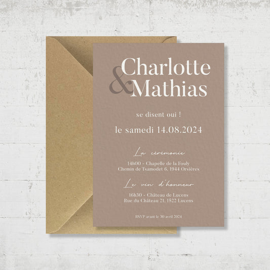 PACK faire-part + carton soirée + carton RSVP - Cinnamon