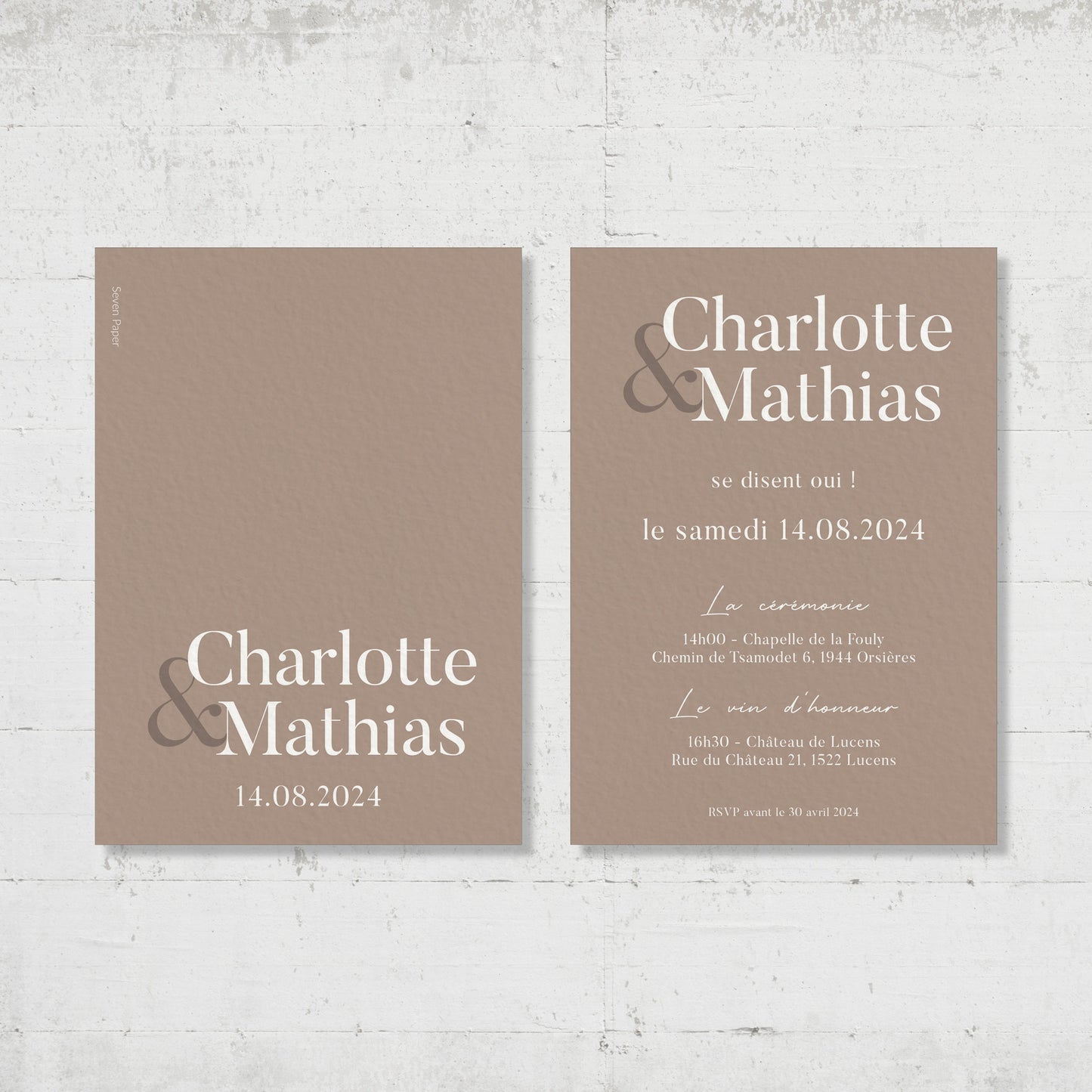 PACK faire-part + carton soirée + carton RSVP - Cinnamon