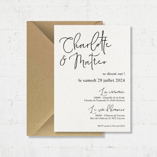 PACK faire-part + carton soirée + carton RSVP - Classique