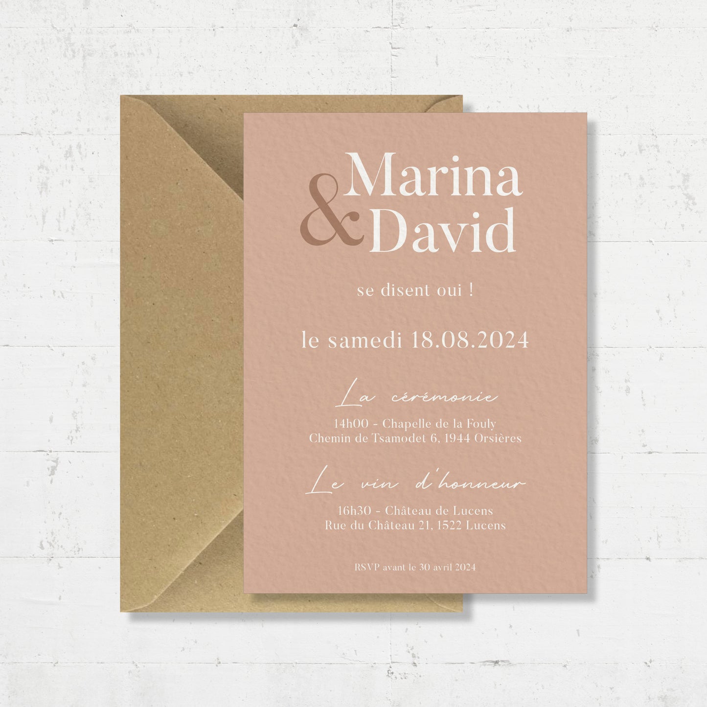 PACK faire-part + carton soirée + carton RSVP - Salmon