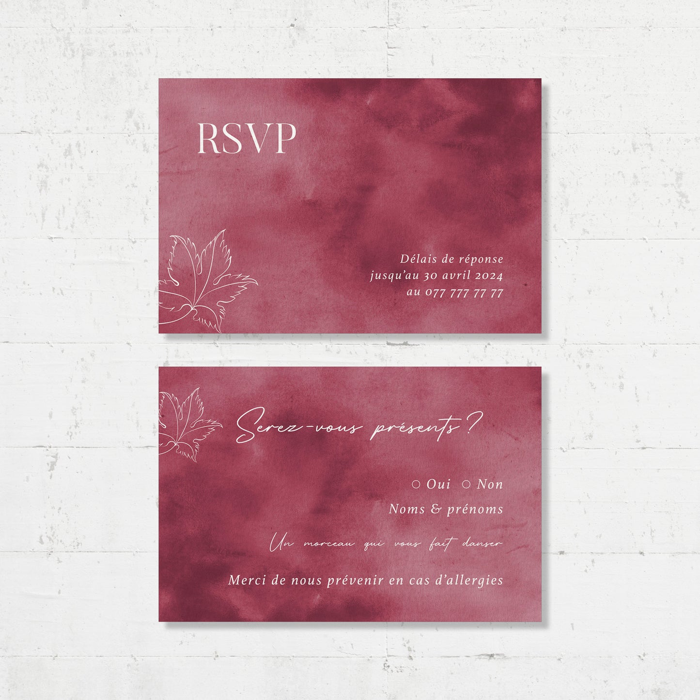 PACK faire-part + carton soirée + carton RSVP - Vine