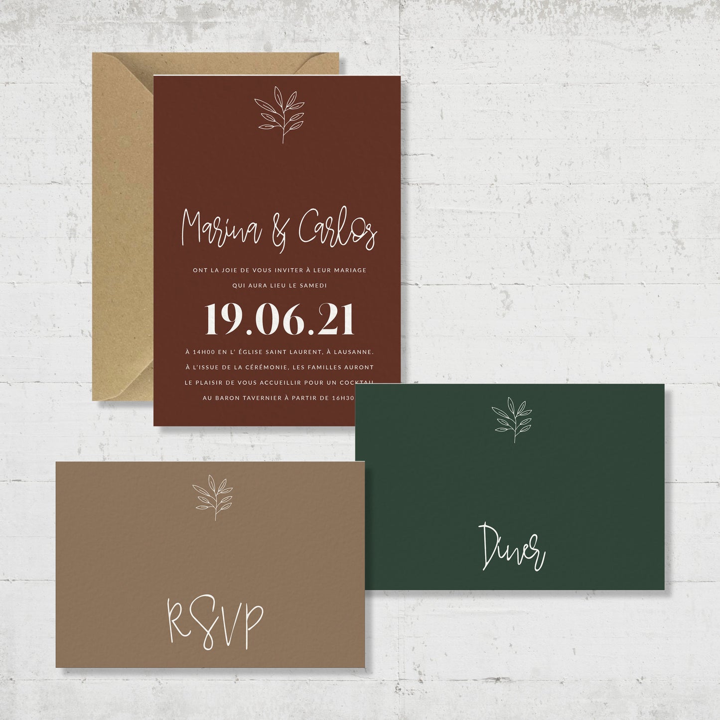PACK faire-part + carton soirée + carton RSVP - Modern Bohemian