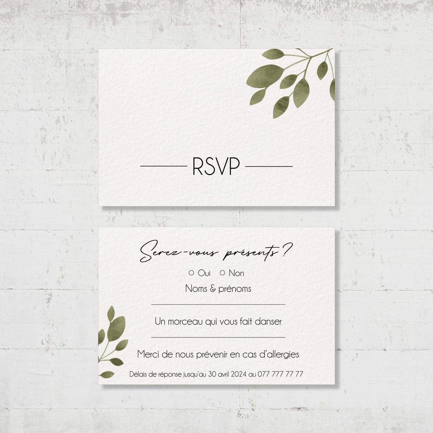 PACK faire-part + carton soirée + carton RSVP - Champêtre