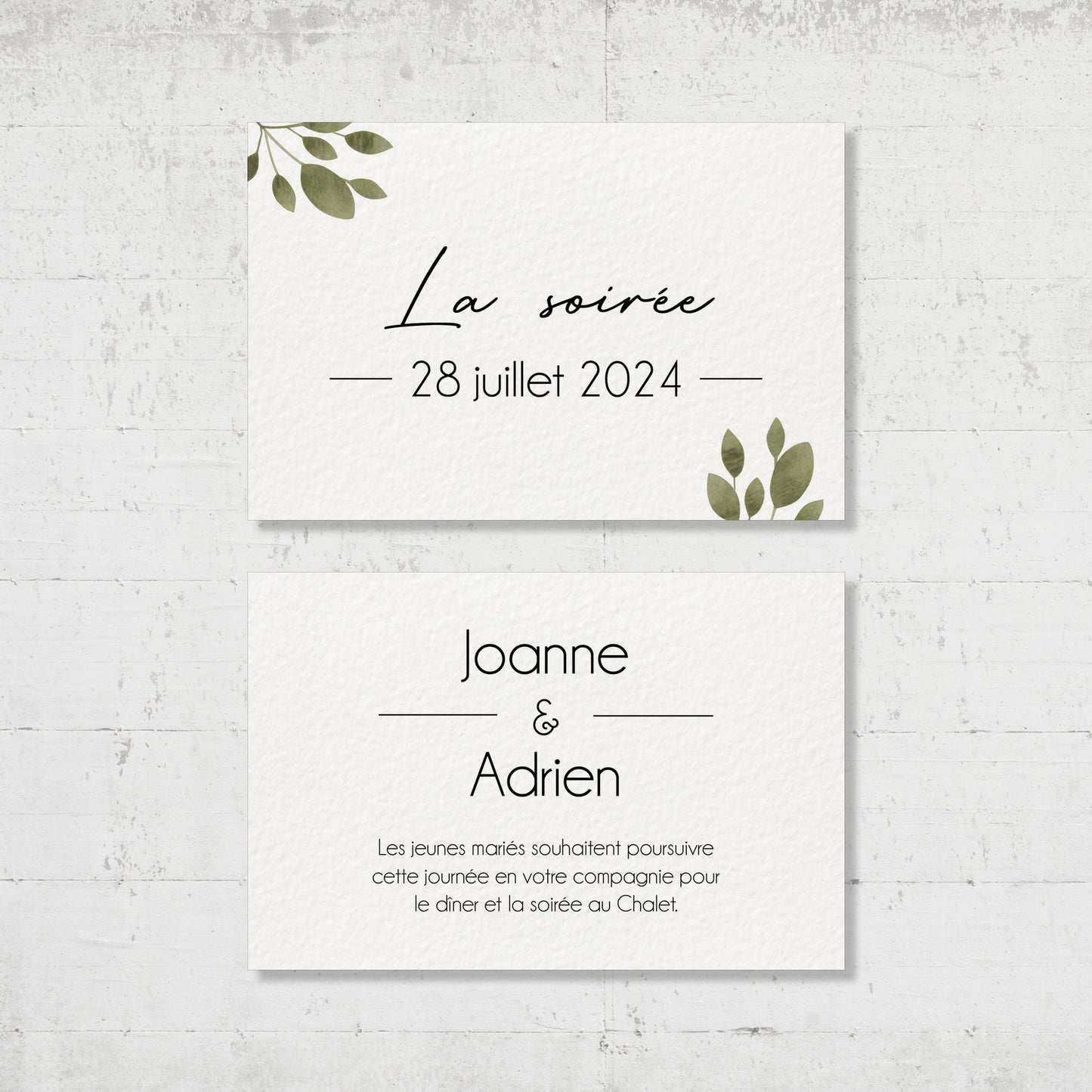 PACK faire-part + carton soirée + carton RSVP - Champêtre