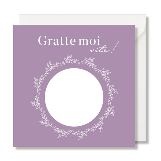 Carte à gratter "gratte moi vite" violet