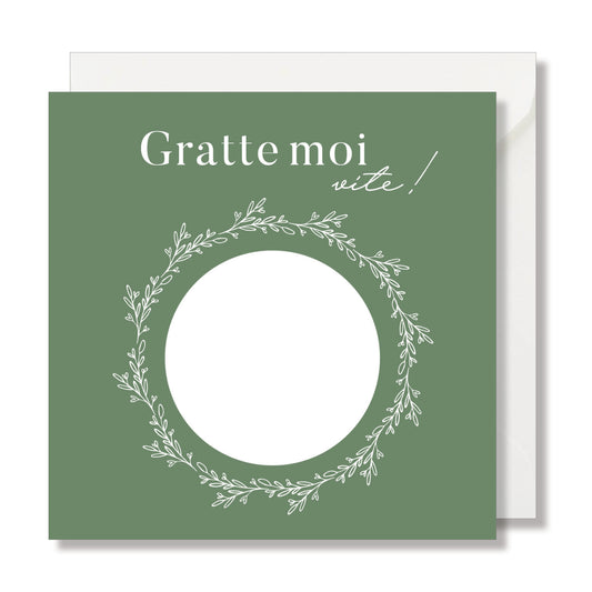 Carte à gratter "gratte moi vite" vert