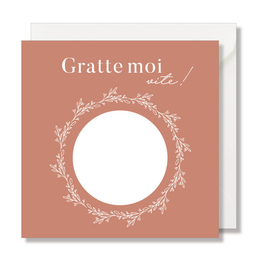 Carte à gratter "gratte moi vite" saumon