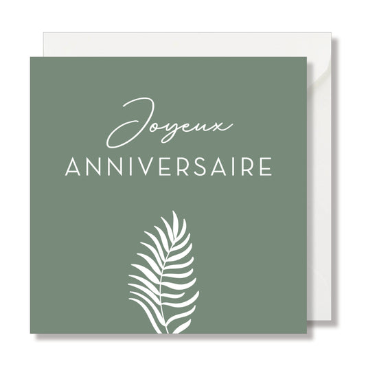 Carte de vœux carrée "joyeux anniversaire" floral fond vert