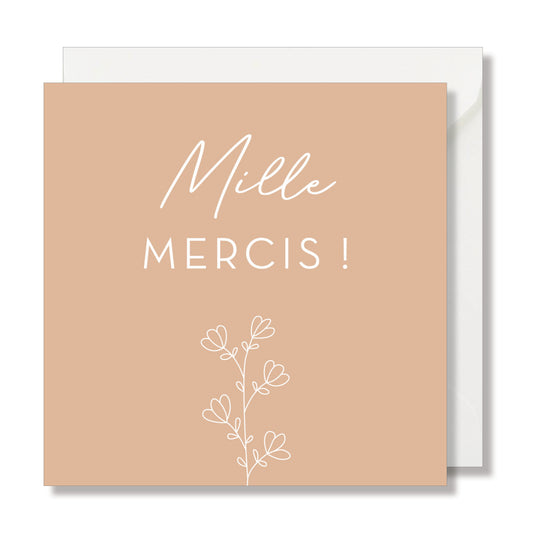 Carte de vœux carrée "mille mercis"