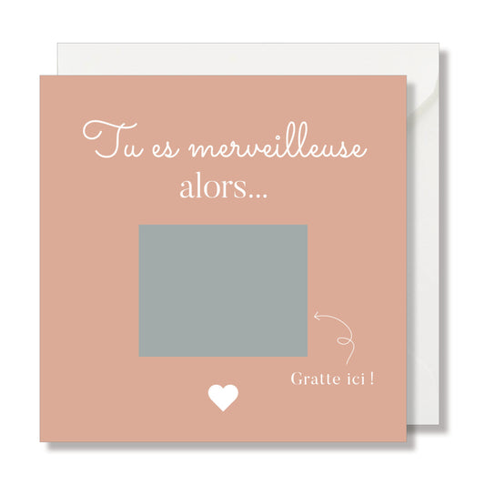 Carte à gratter "merveilleuse marraine" rose