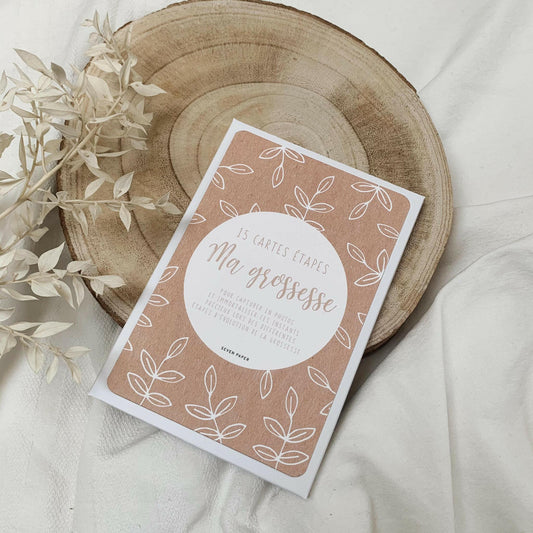 CARTES ÉTAPES MILESTONE ‘MA GROSSESSE’ KRAFT / BLANC - SEVEN PAPER