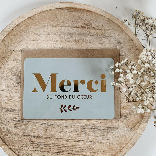 CARTE DE VOEUX "MERCI DU FOND DU COEUR" GOLD - SEVEN PAPER