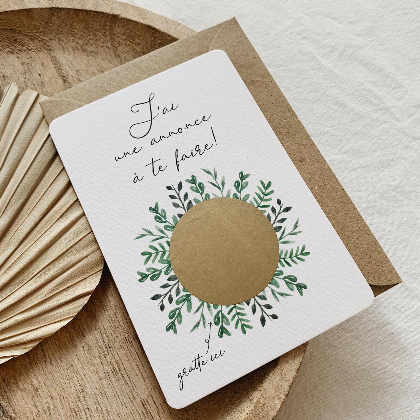 CARTE À GRATTER ANNONCE GROSSESSE ‘MAMIE’ VERT FLORAL AQUARELLE - SEVEN PAPER