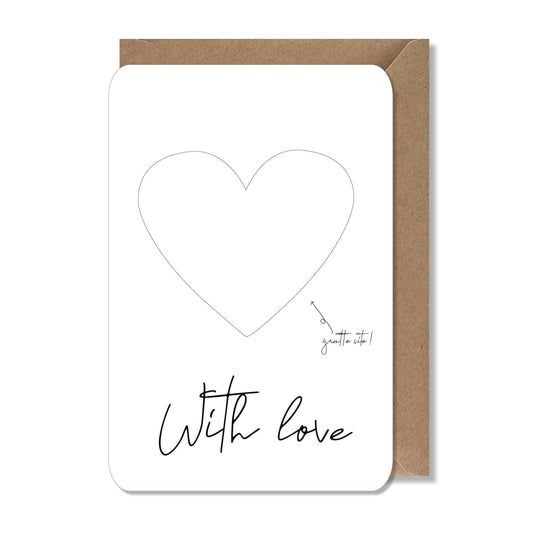 Carte à gratter originale "with love" rouge, doré ou rose