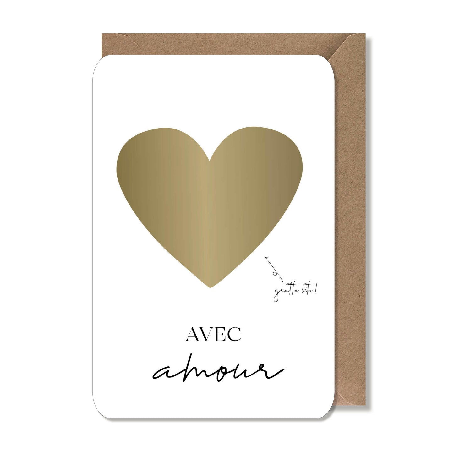 Carte à gratter originale "avec amour" rouge, doré ou rose