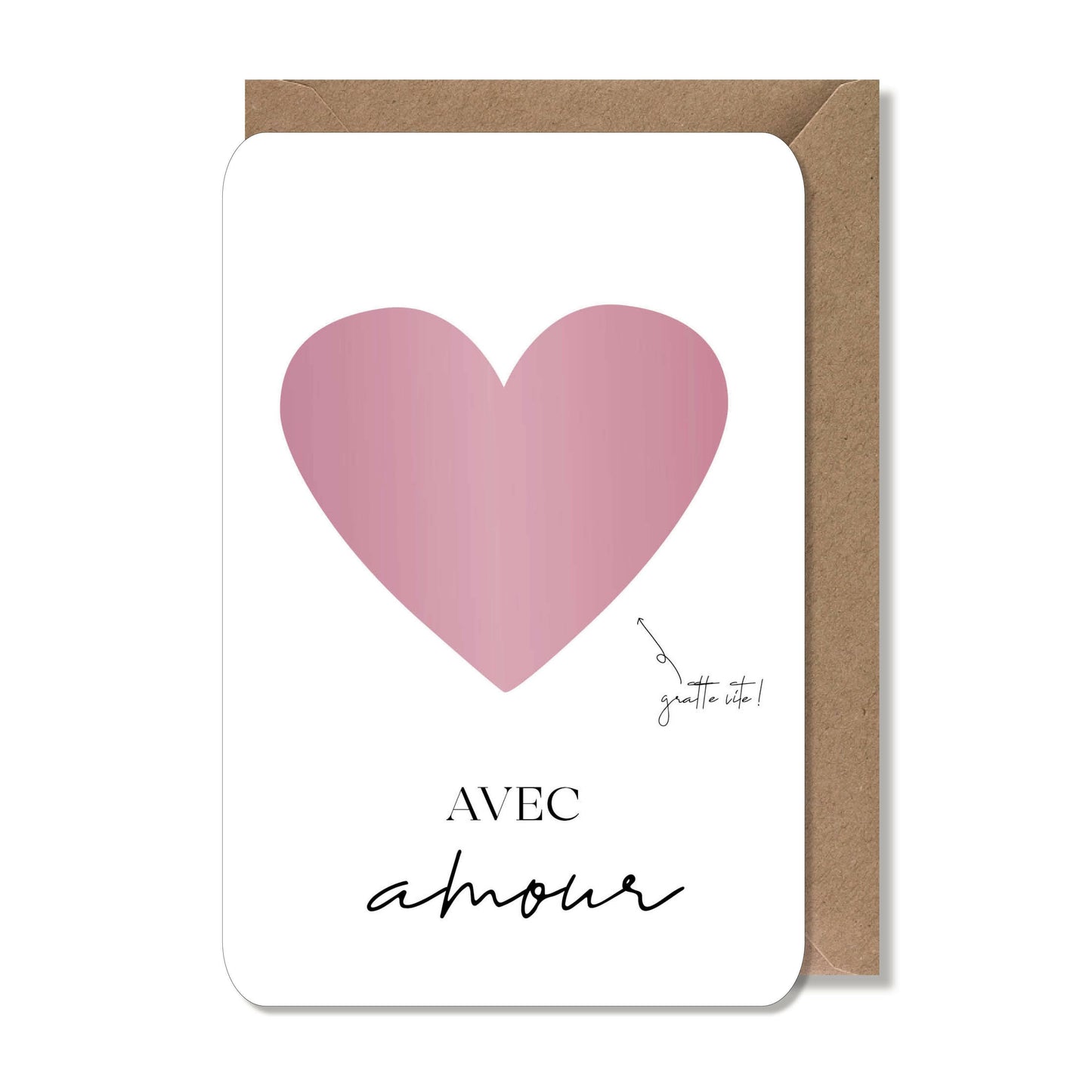 Carte à gratter originale "avec amour" rouge, doré ou rose