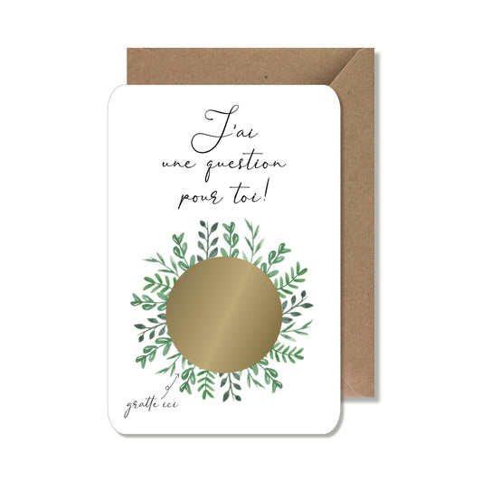 Carte à gratter demande - marraine aquarelle couronne