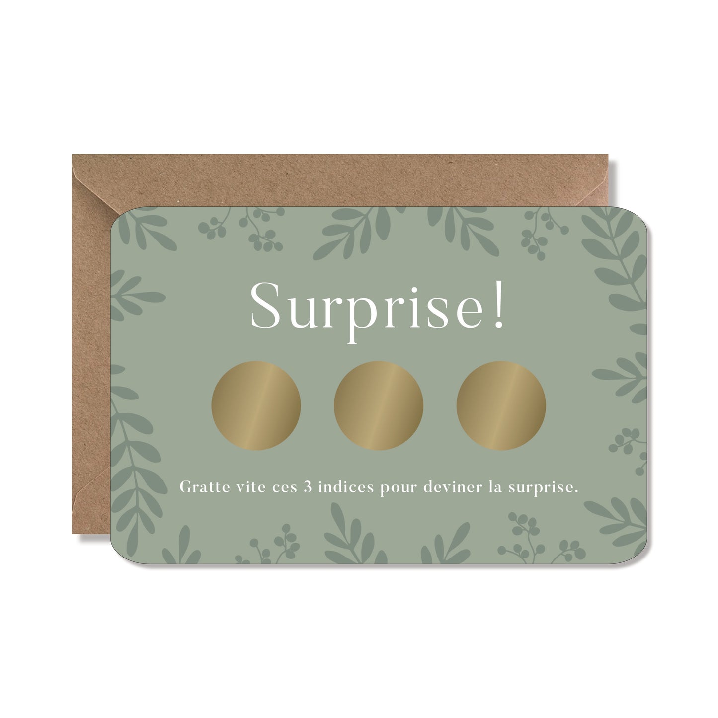 Carte annonce grossesse à gratter - Surprise ! 3 symboles, vert