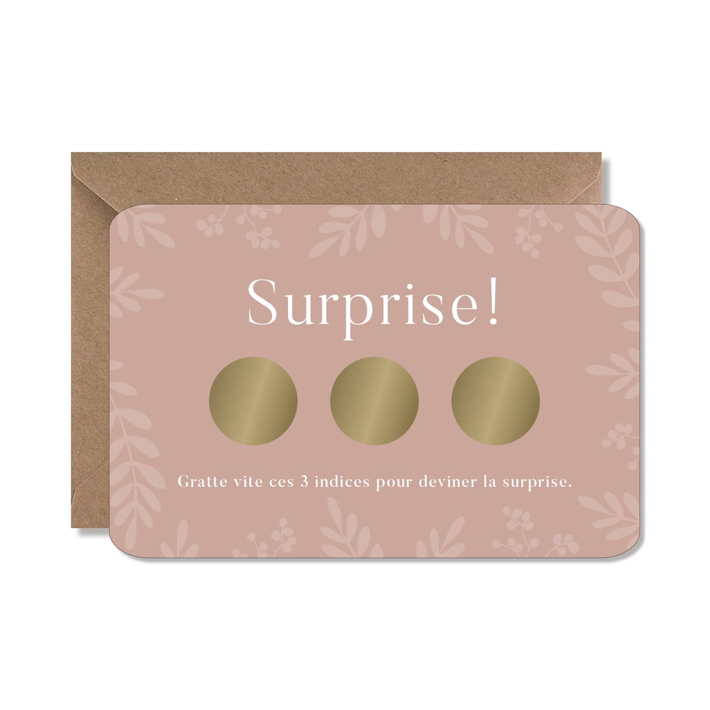 Carte annonce grossesse à gratter - Surprise ! 3 symboles, rose