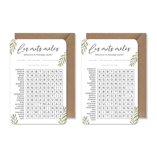 Carte mots mêlés annonce grossesse ‘mamie’