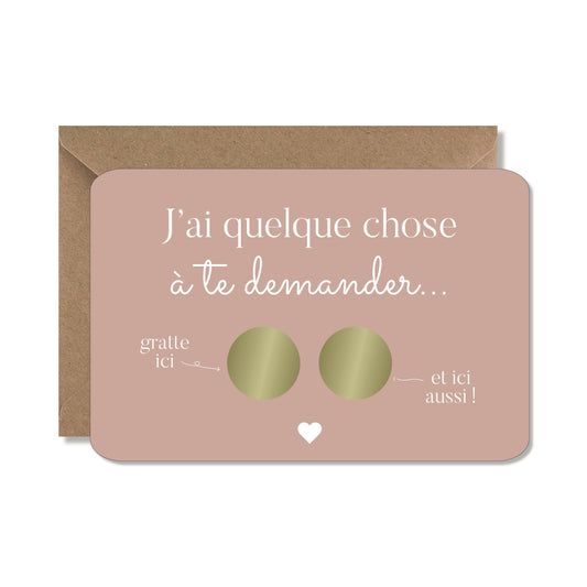 Carte à gratter demande - marraine rose