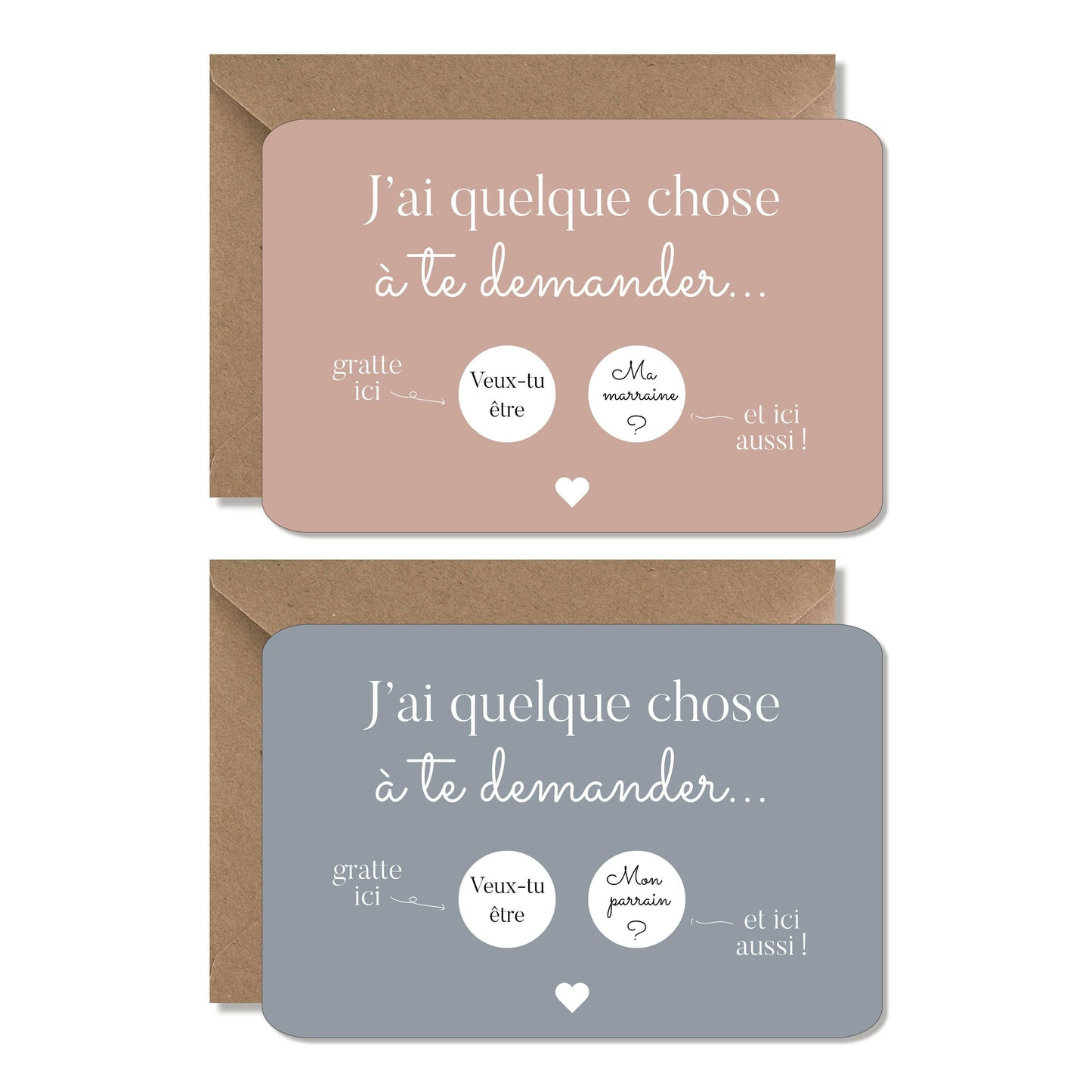 Carte à gratter demande - marraine rose