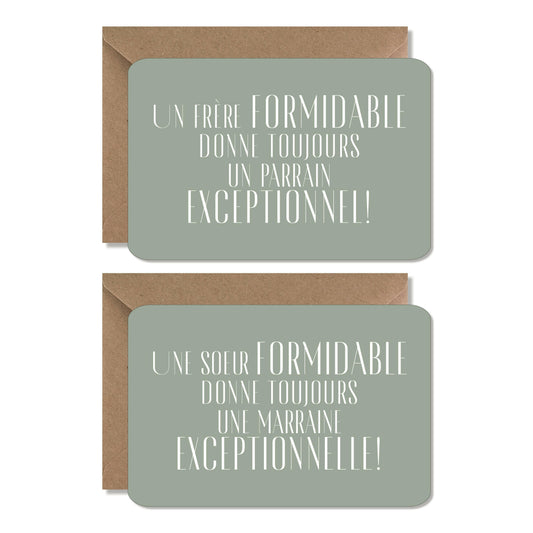 Cartes grossesse / naissance demande ‘frère / parrain’ vert