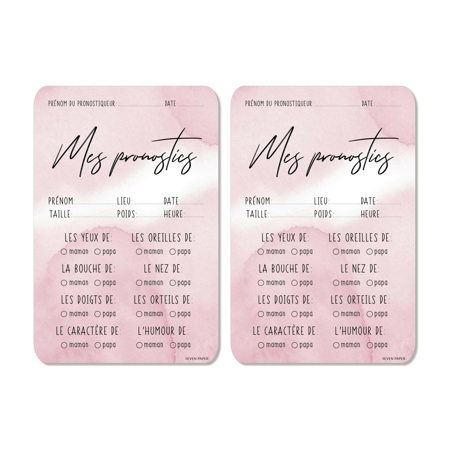 GEBURTSKARTEN 'LES PRONOSTICS' BABYDUSCHE ROSE
