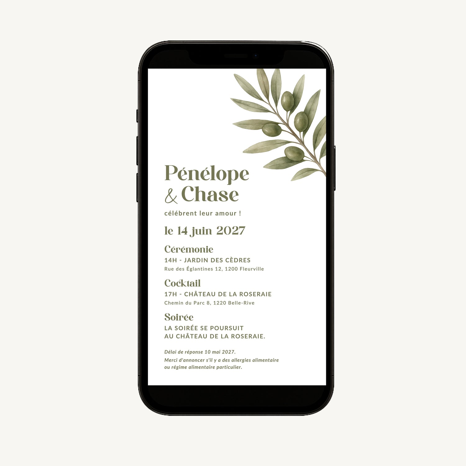 Invitation mariage numérique.