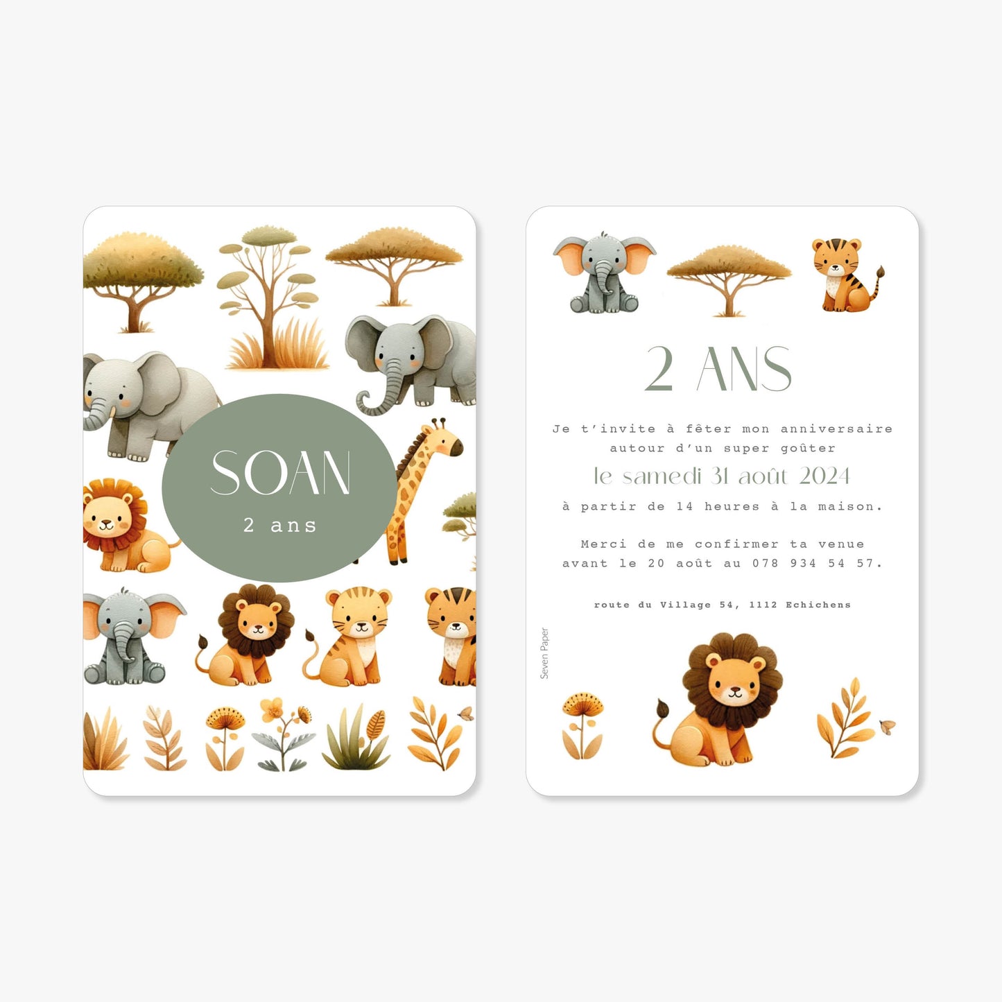 Invitation anniversaire illustration la savane