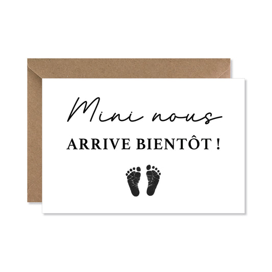 Carte annonce grossesse originale - mini nous arrive bientôt - pieds bébé