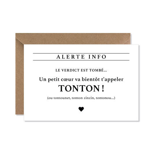 Carte annonce grossesse - tonton ‘alerte info’