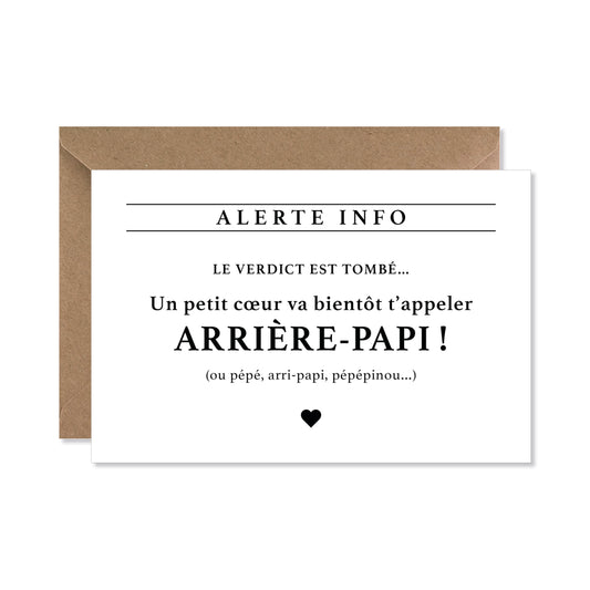 Carte annonce grossesse - arrière-grand-père ‘alerte info’