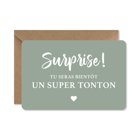 Carte annonce grossesse - super tonton vert