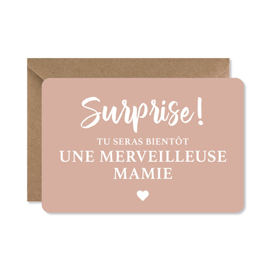 Carte annonce grossesse - merveilleuse mamie rose